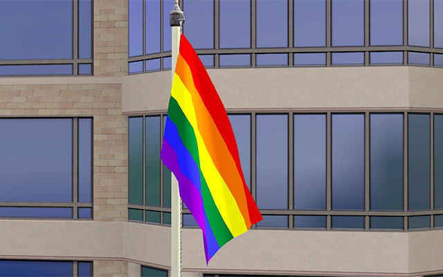 Pride flag in game; click to enlarge Pride flag in game