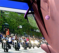 Issue #16, 'Pride' Thumbnail of Ronnie looking at a web photo of a Pride parade